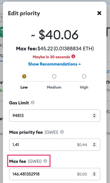 gas for metamask calculator