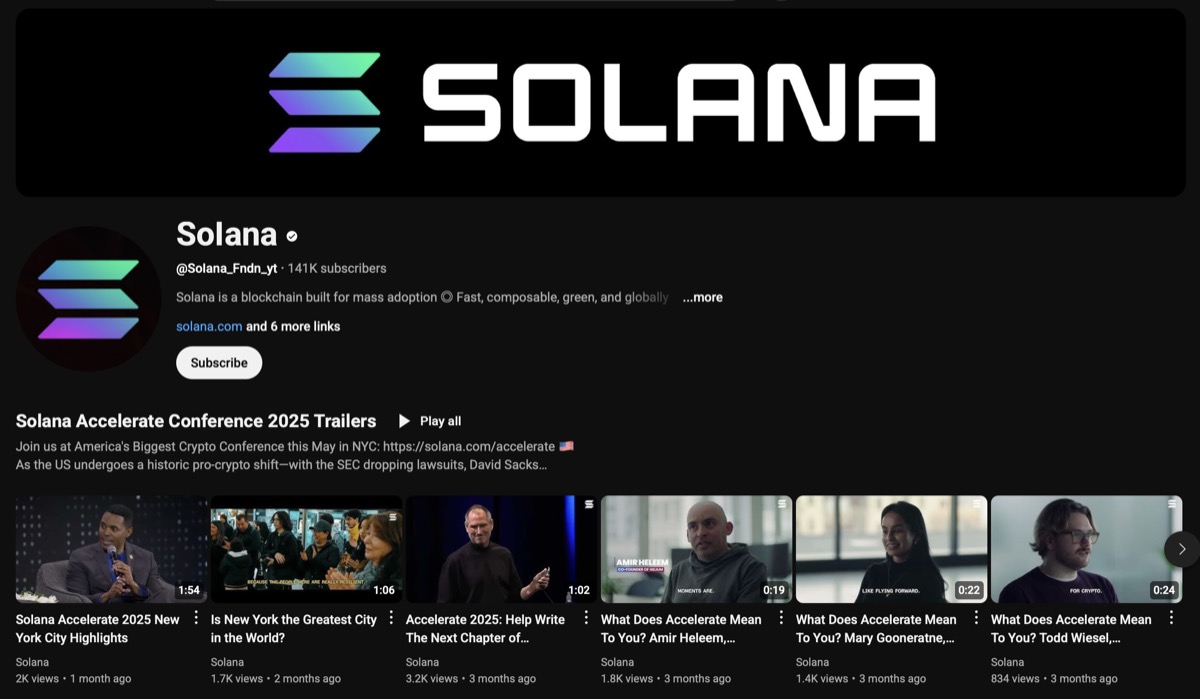 Solana scam YouTube channel